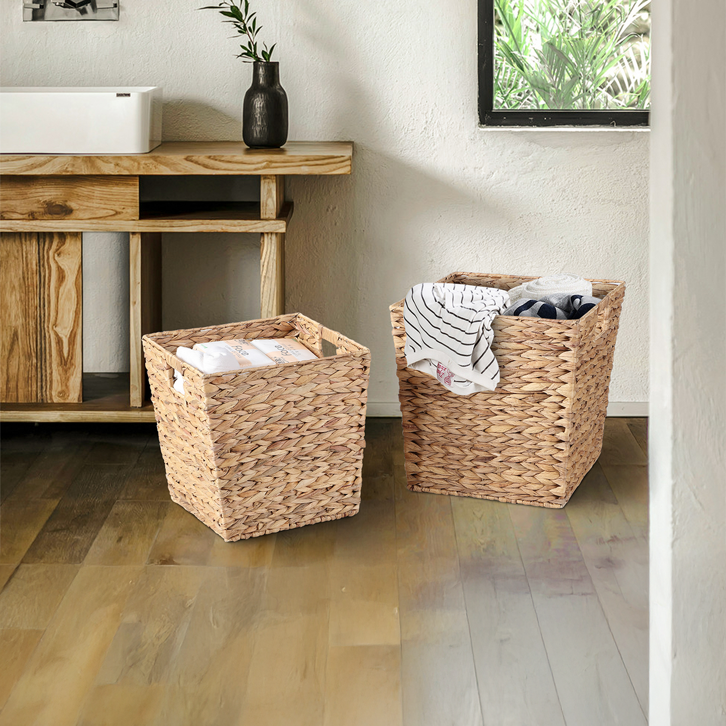 Tapered Water Hyacinth Storage Basket - 2 Sizes