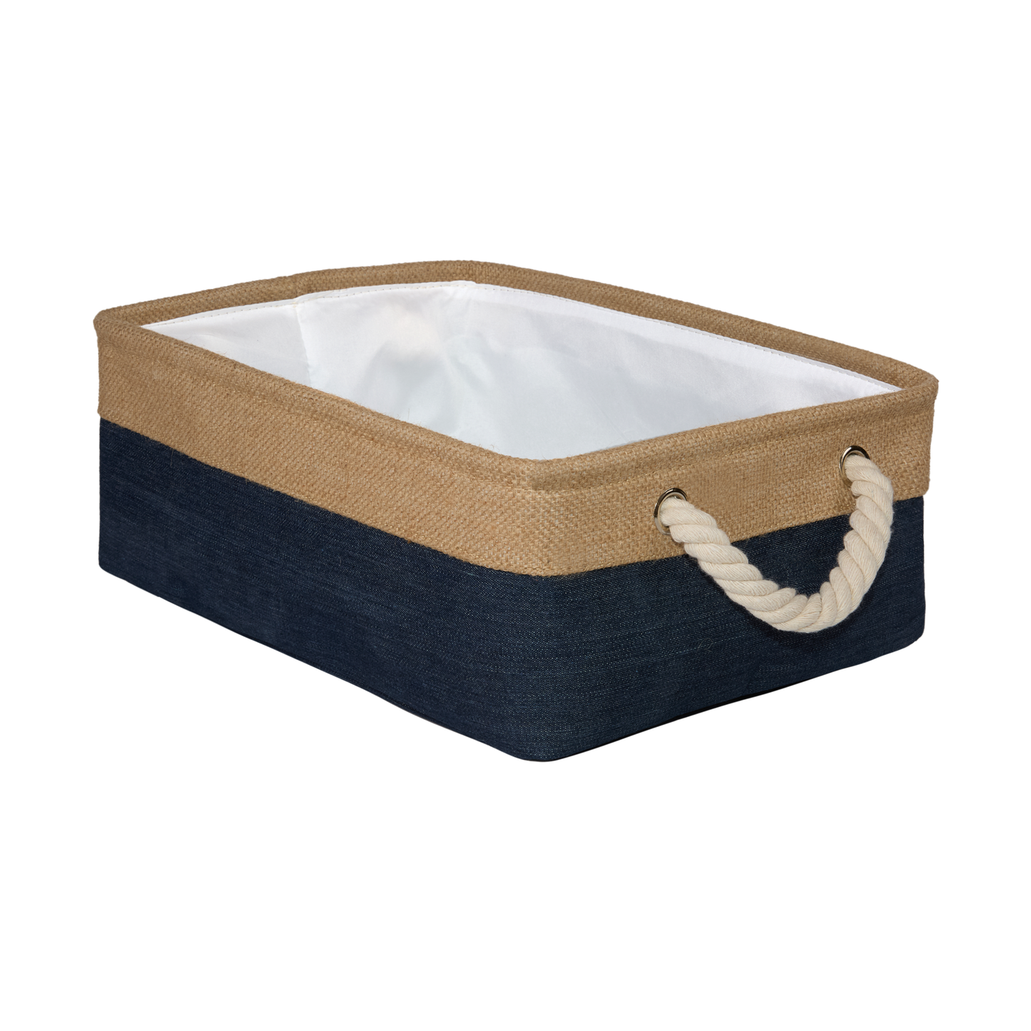 Two-Tone Canvas Storage Basket with Lining Set 2