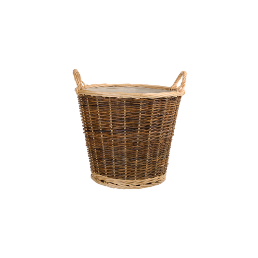 Unpeeled Round Wicker Log Basket