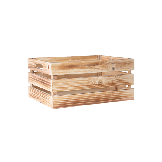 Unvarnished Slatted Wooden Storage Crate - 3 Sizes