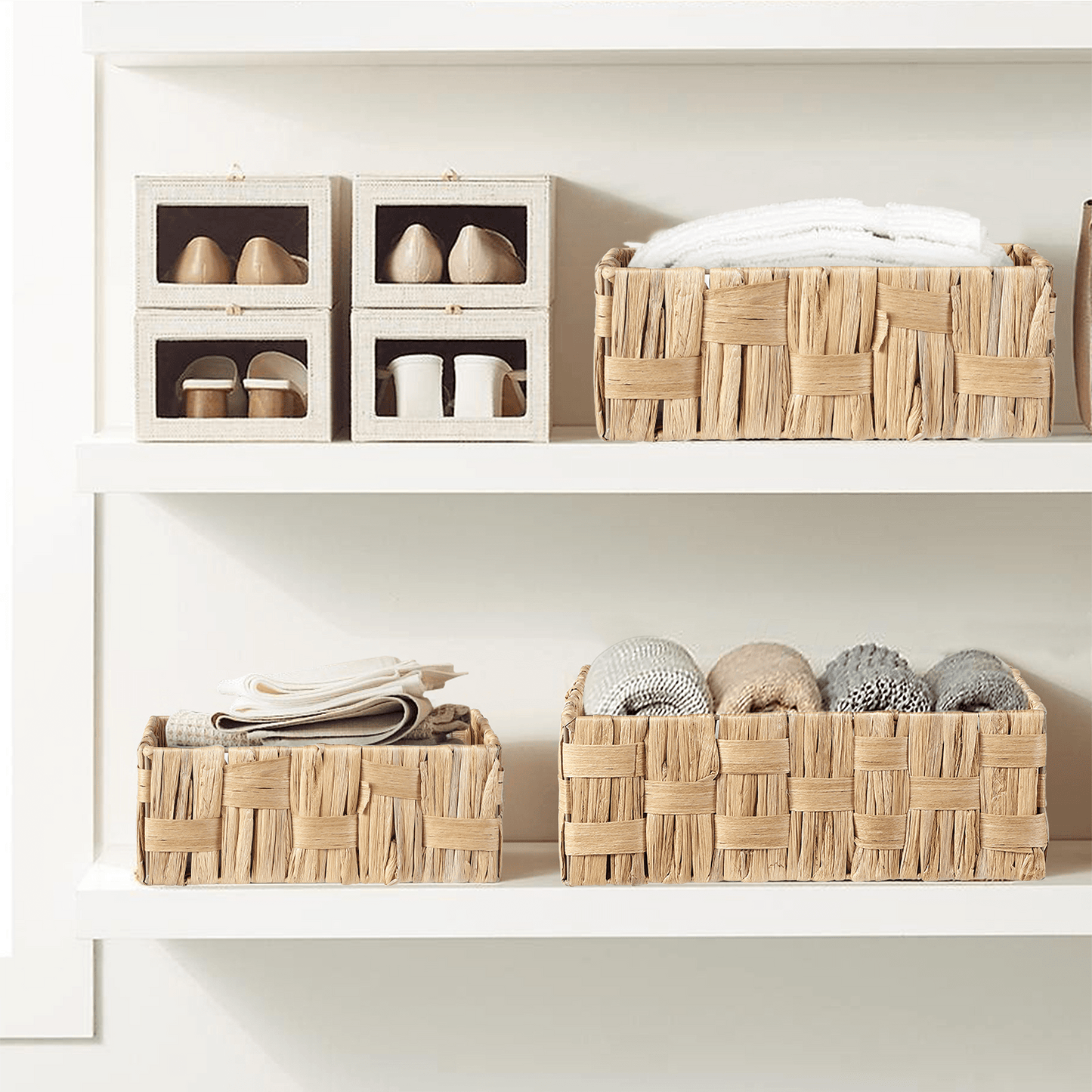 Water Hyacinth Basket with Checkered Weave - 3 Sizes