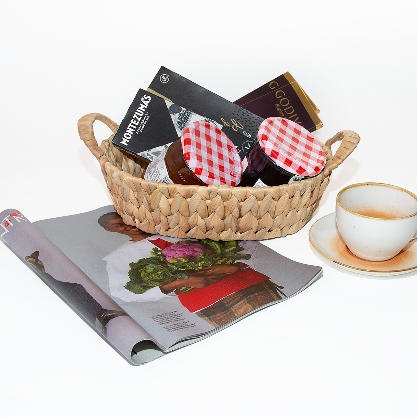 Water Hyacinth Oval Storage Basket with Handle