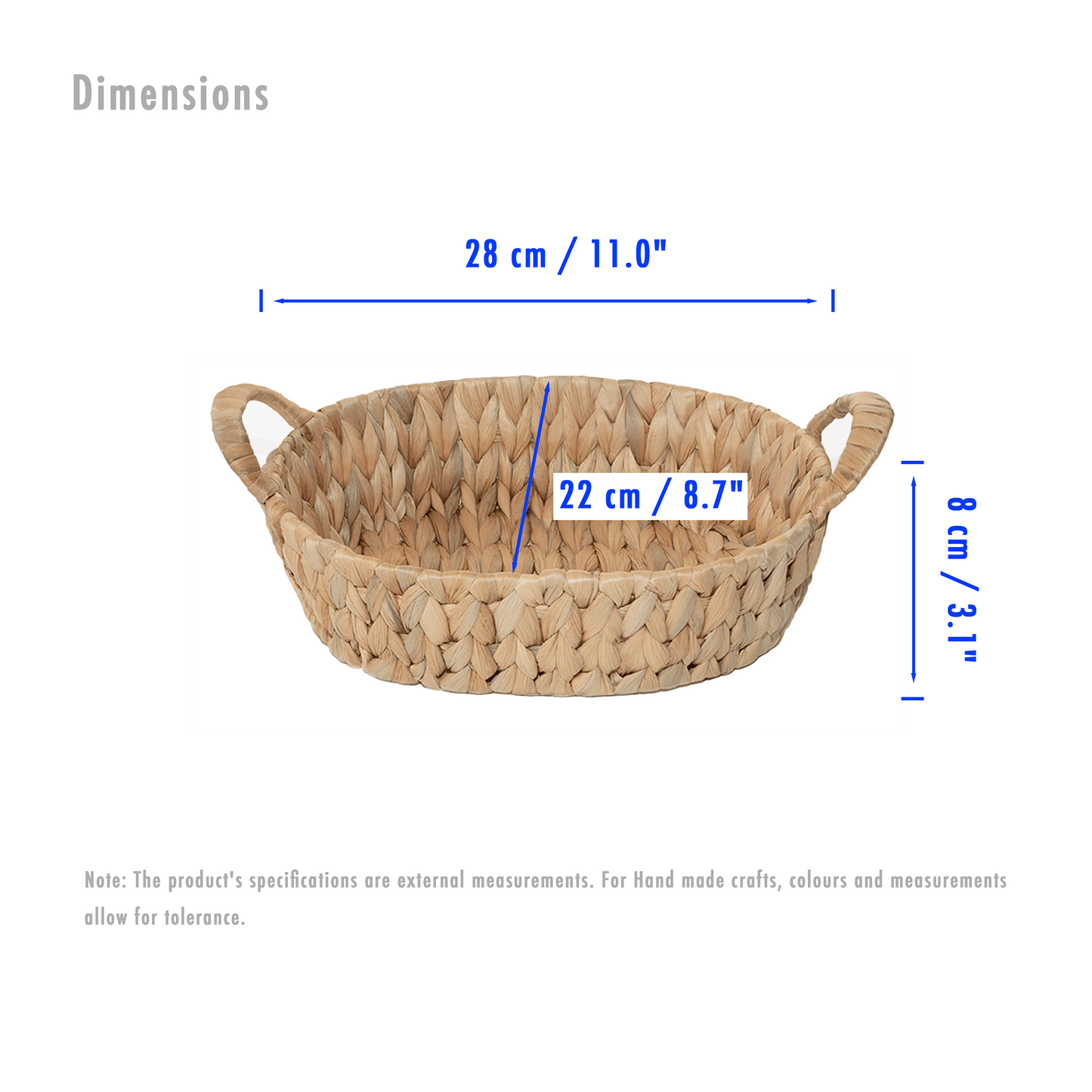 Water Hyacinth Oval Storage Basket with Handle