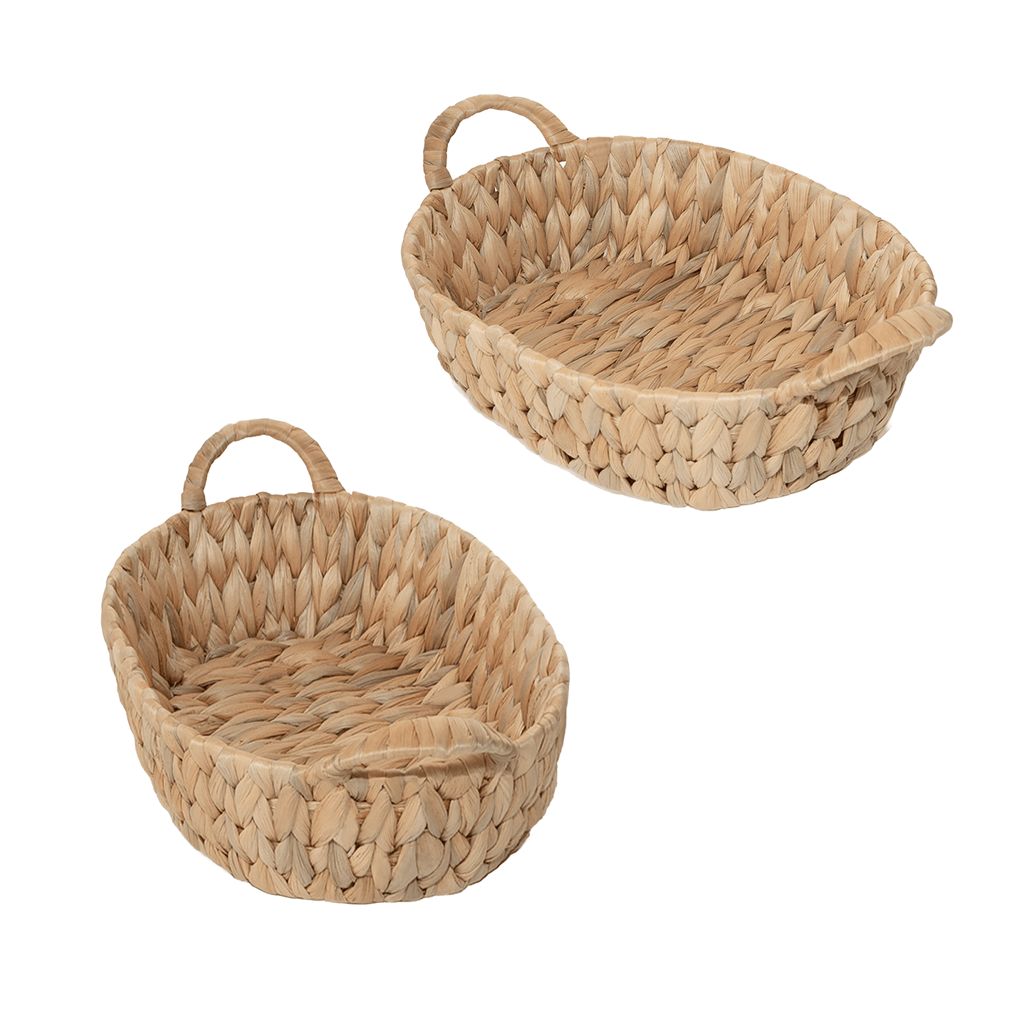 Water Hyacinth Oval Storage Basket with Handle