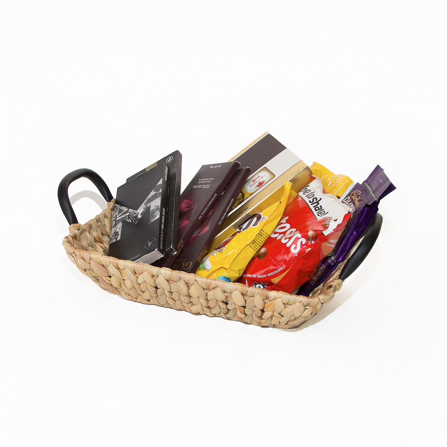 Water Hyacinth Rectangular Basket Tray with Black Handle - 3 Sizes