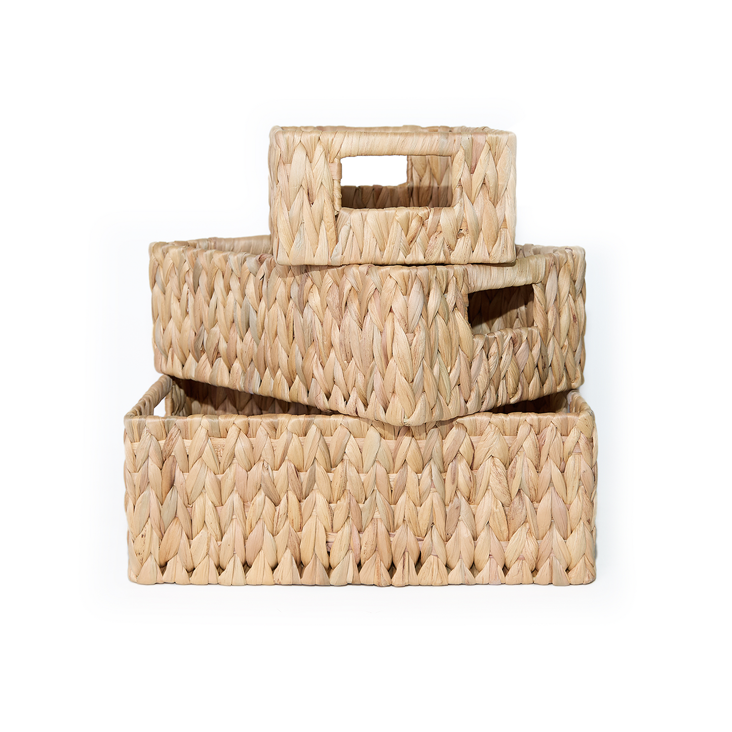Water Hyacinth Rectangular Storage Basket - Short Version - 3 Sizes