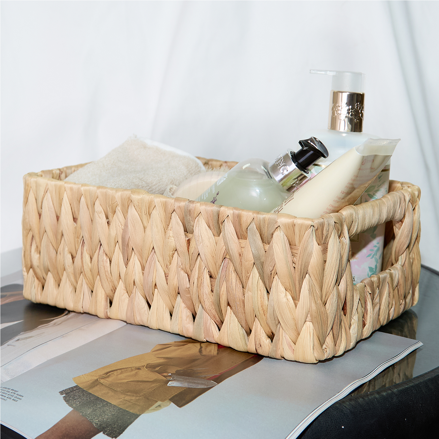 Water Hyacinth Rectangular Storage Basket - Short Version - 3 Sizes