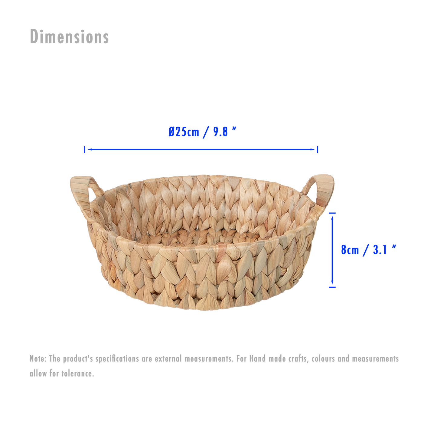 Water Hyacinth Round Storage Basket with Handle