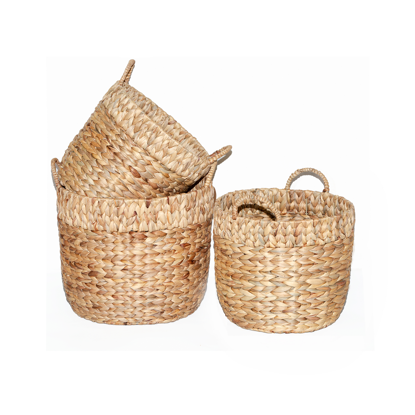 Water Hyacinth Round Storage Wash Basket - 3 Sizes