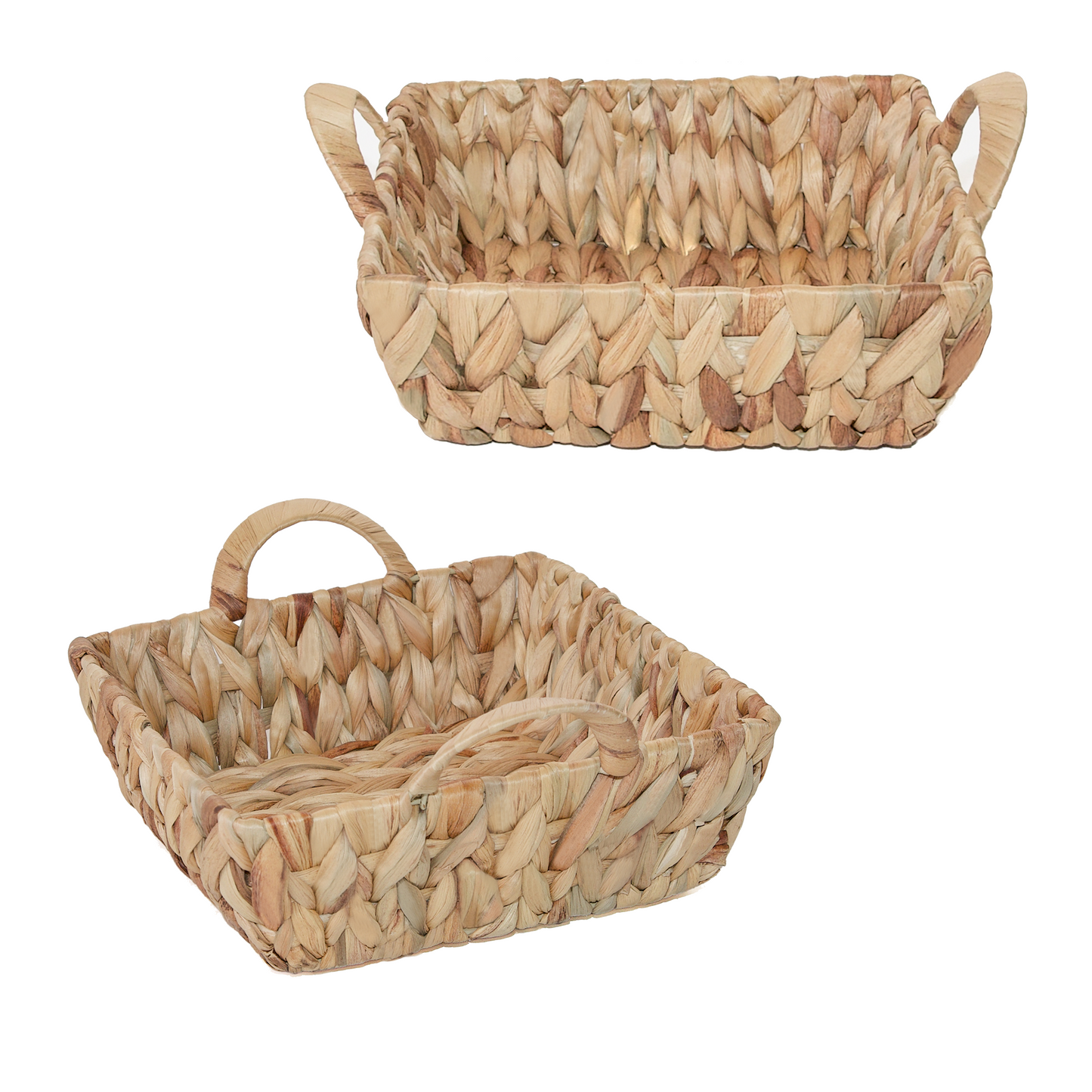Water Hyacinth Square Storage Basket with Handle