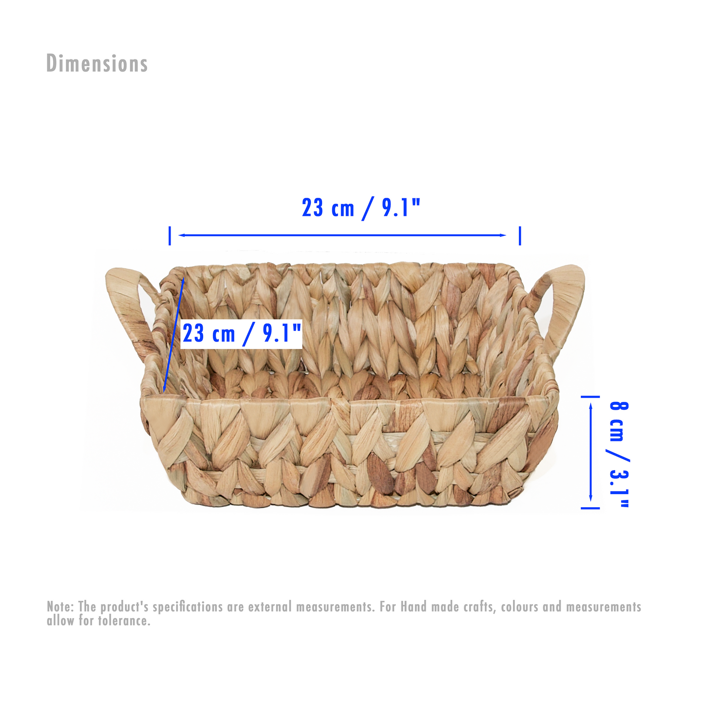 Water Hyacinth Square Storage Basket with Handle