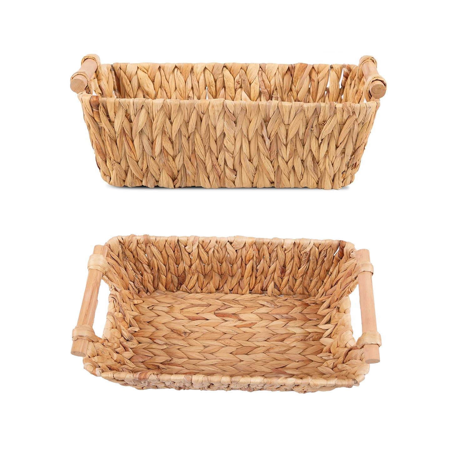Water Hyacinth Storage Basket with Wooden Handle