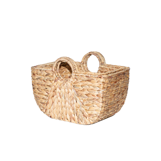 Water Hyacinth Woven Blanket Basket with Handle - 3 Sizes