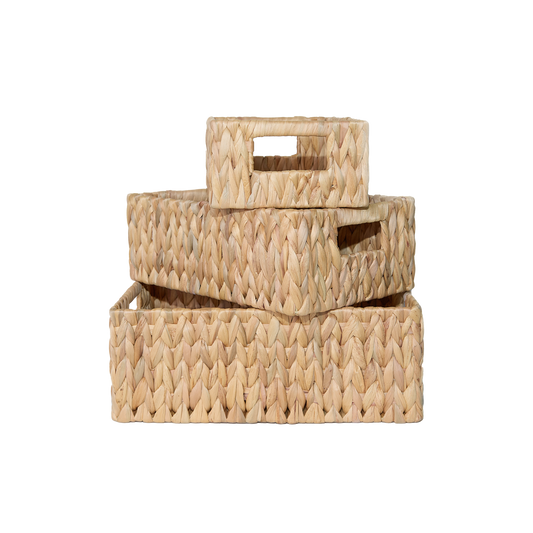Water Hyacinth Rectangular Storage Basket - Short Version