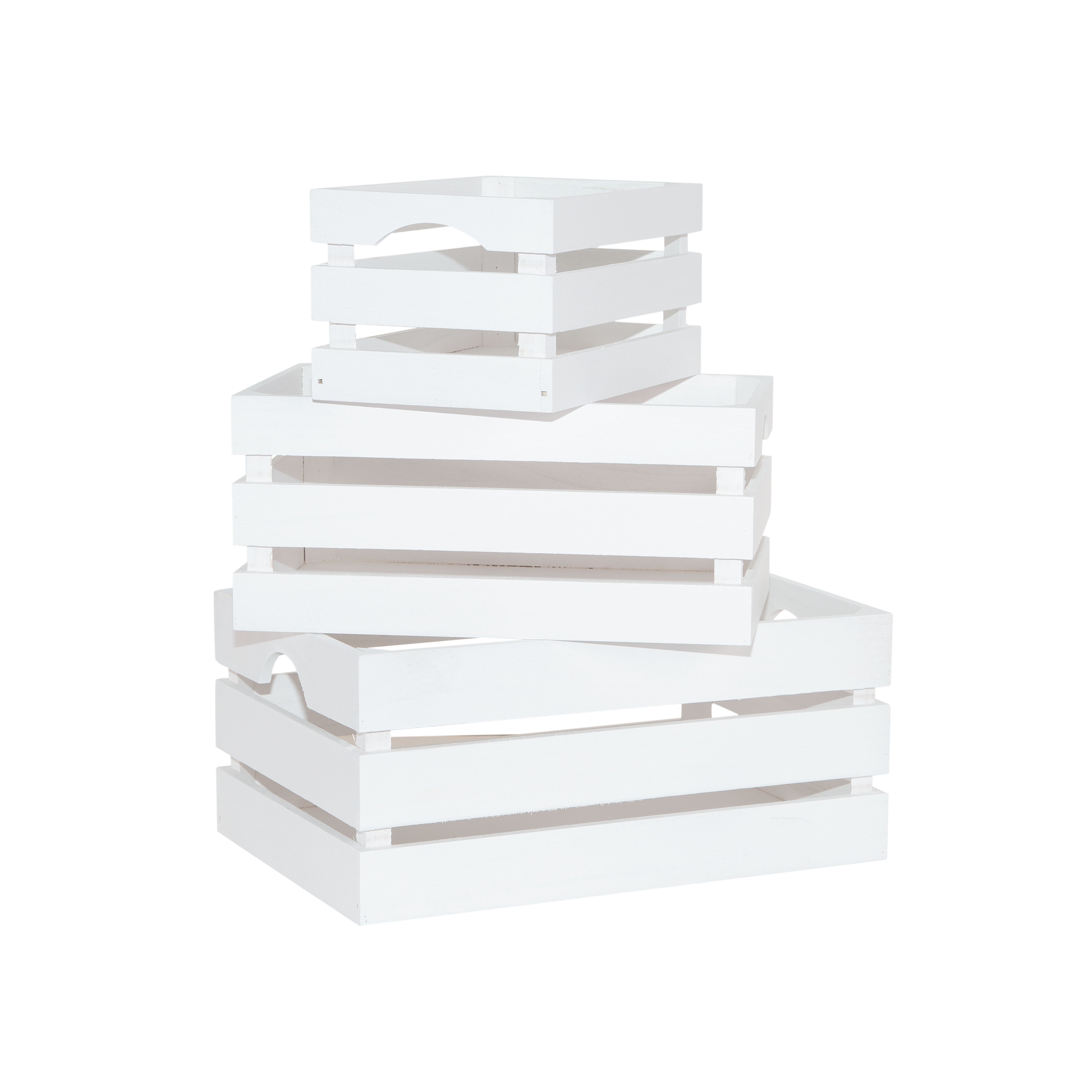 White Slatted Wooden Storage Crate - 3 Sizes