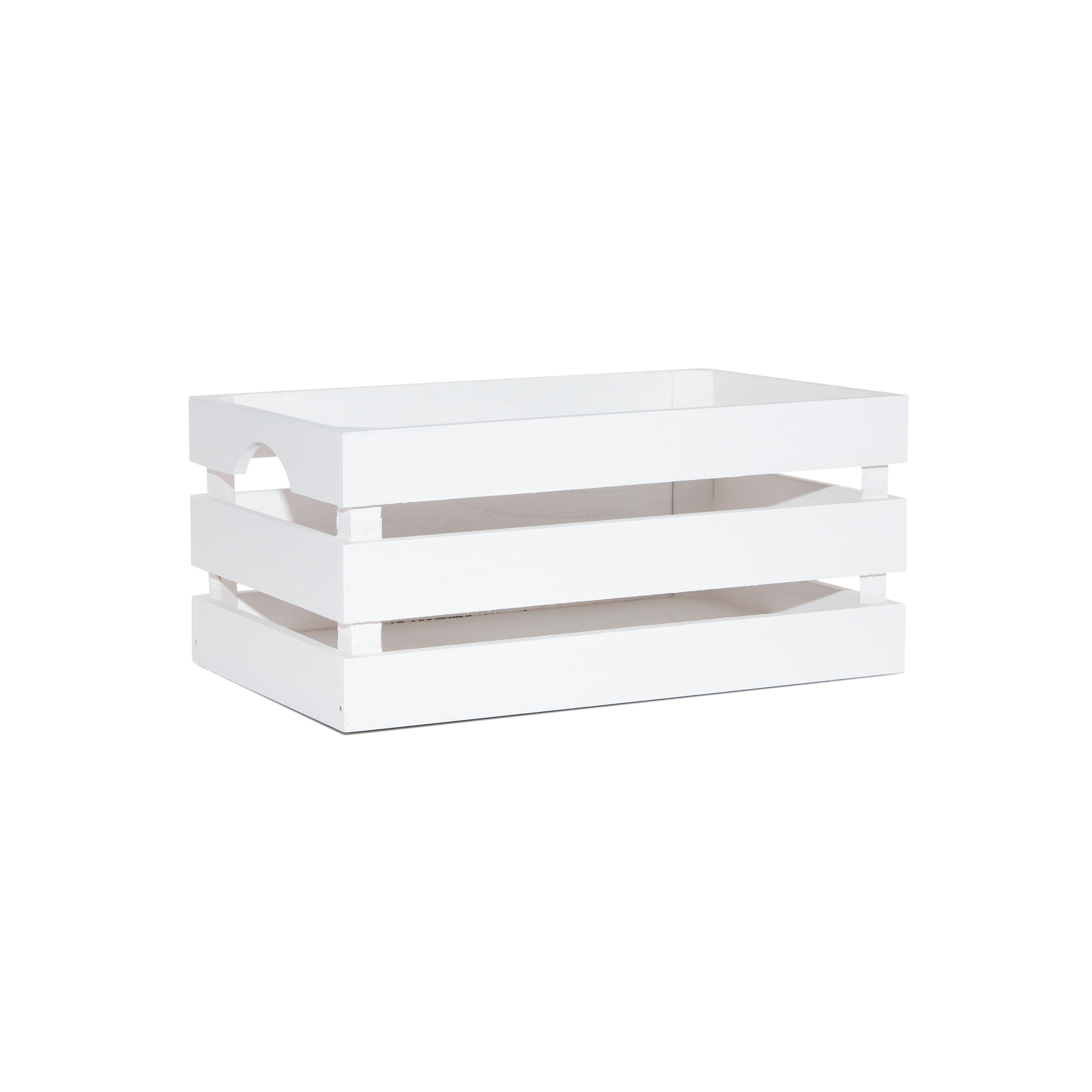 White Slatted Wooden Storage Crate - 3 Sizes