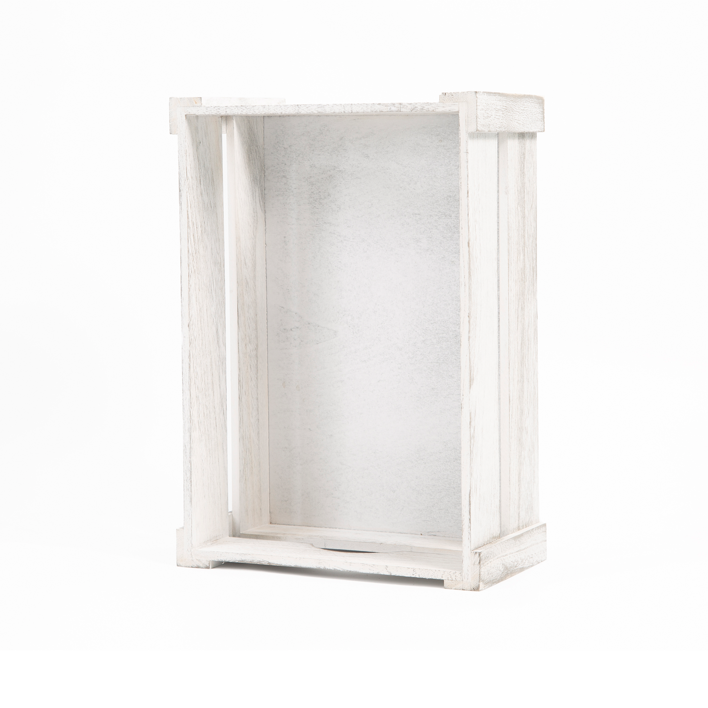 White Wash Wooden Crate with Handle - 3 Sizes