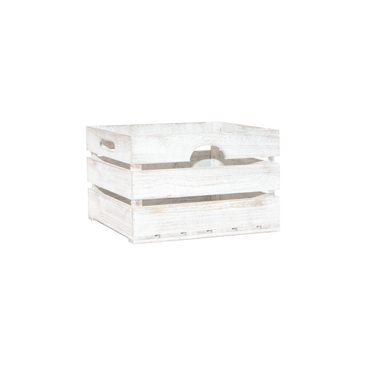 White Wash Wooden Storage Crate - 3 Sizes