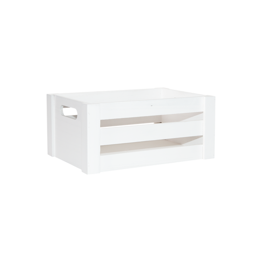 White Oval Cut-out Slatted Wooden Crate - 3 Sizes