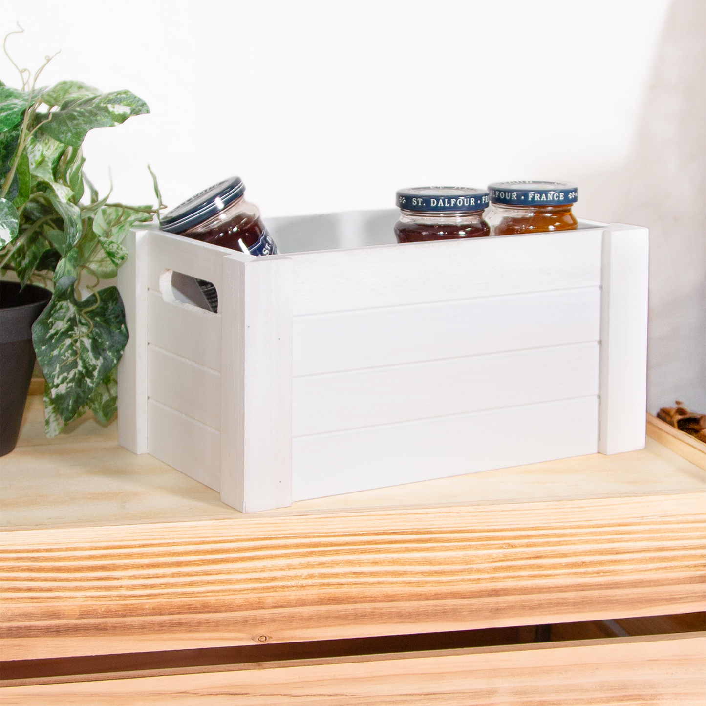 White Oval Cut-out Wooden Crate - 3 Sizes