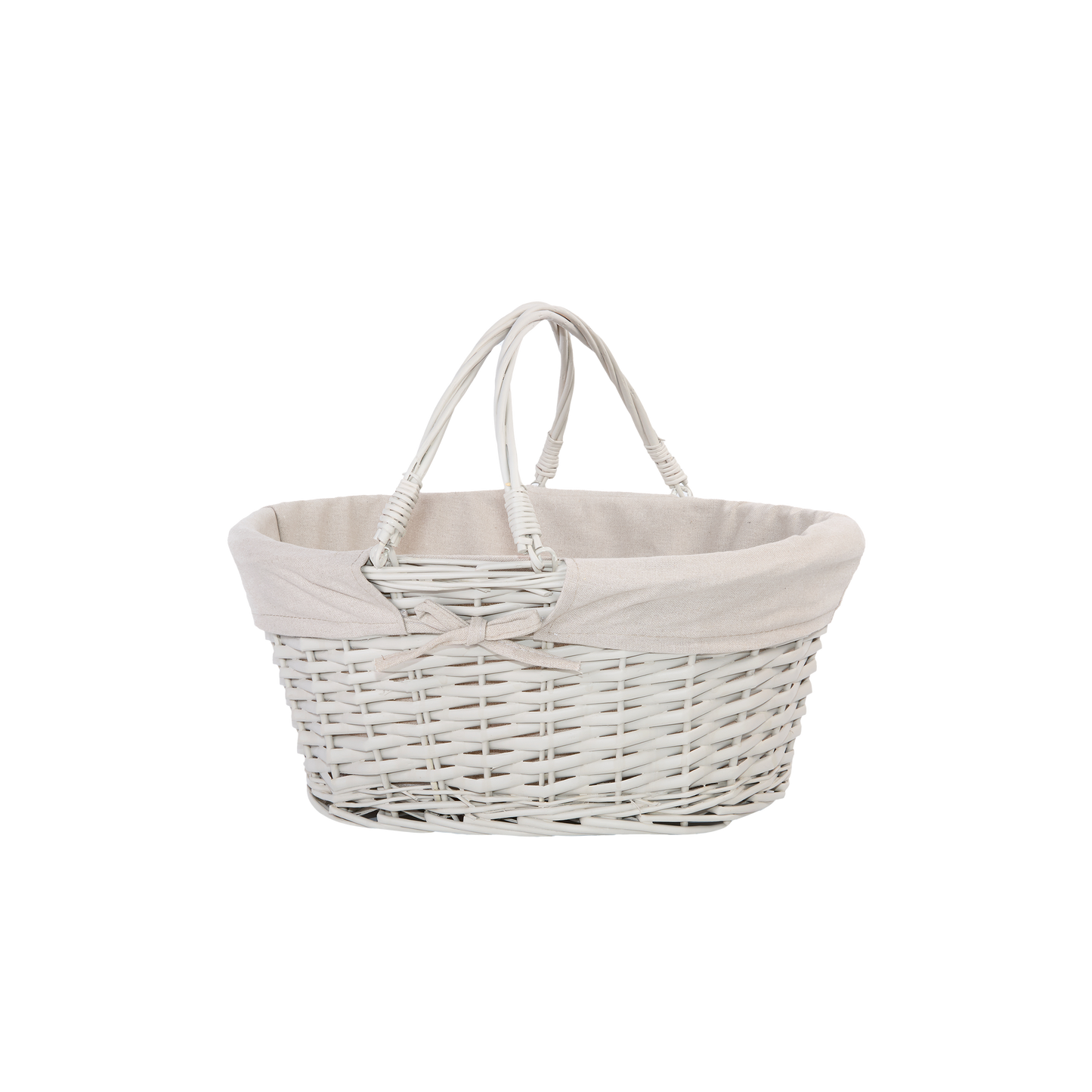 Light Grey Swing Handled Wicker Shopper Basket with Lining - 2 Sizes