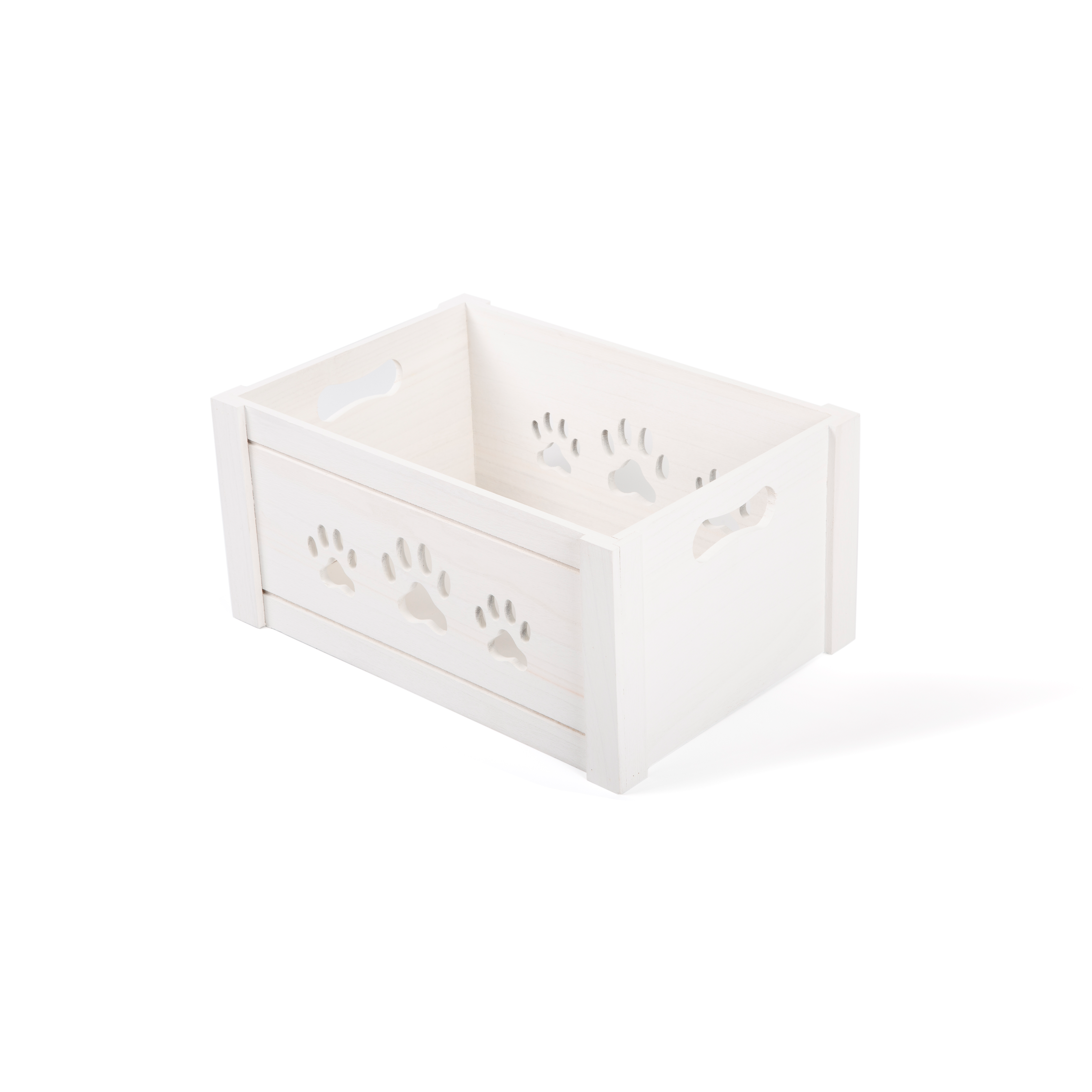 White Wooden Dog Toy Storage Box - 3 Sizes