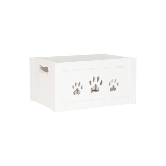 White Wooden Dog Toy Storage Box - 3 Sizes
