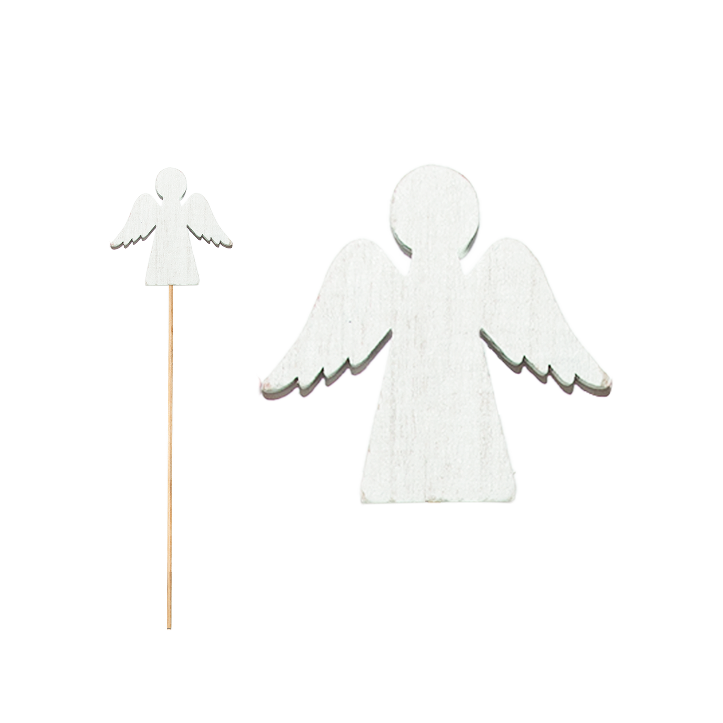 Set 10 Wooden Angel Stick Decorations - Gold / Red / White