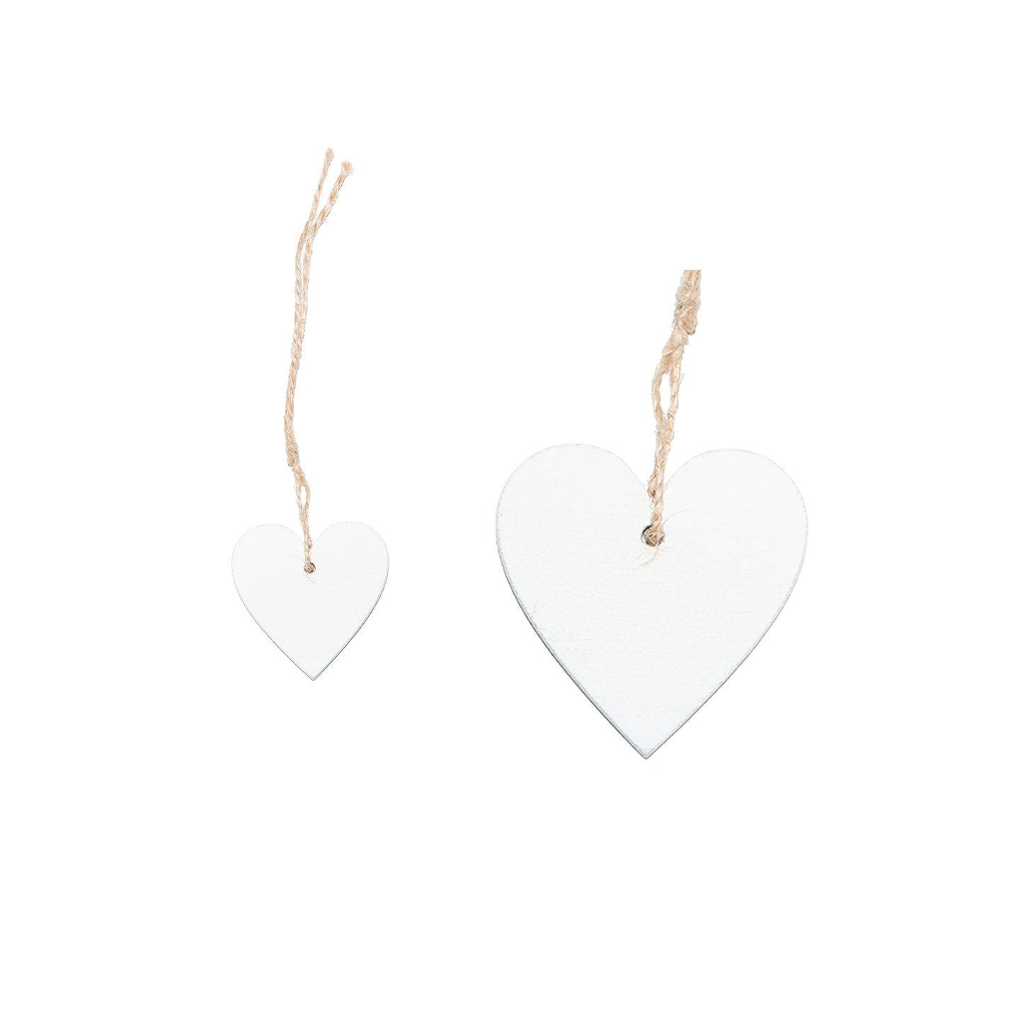 Set 10 Hanging Wooden Heart Decorations