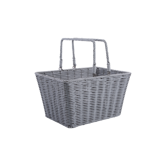Grey Swing Handled Wicker-Style Shopping Basket