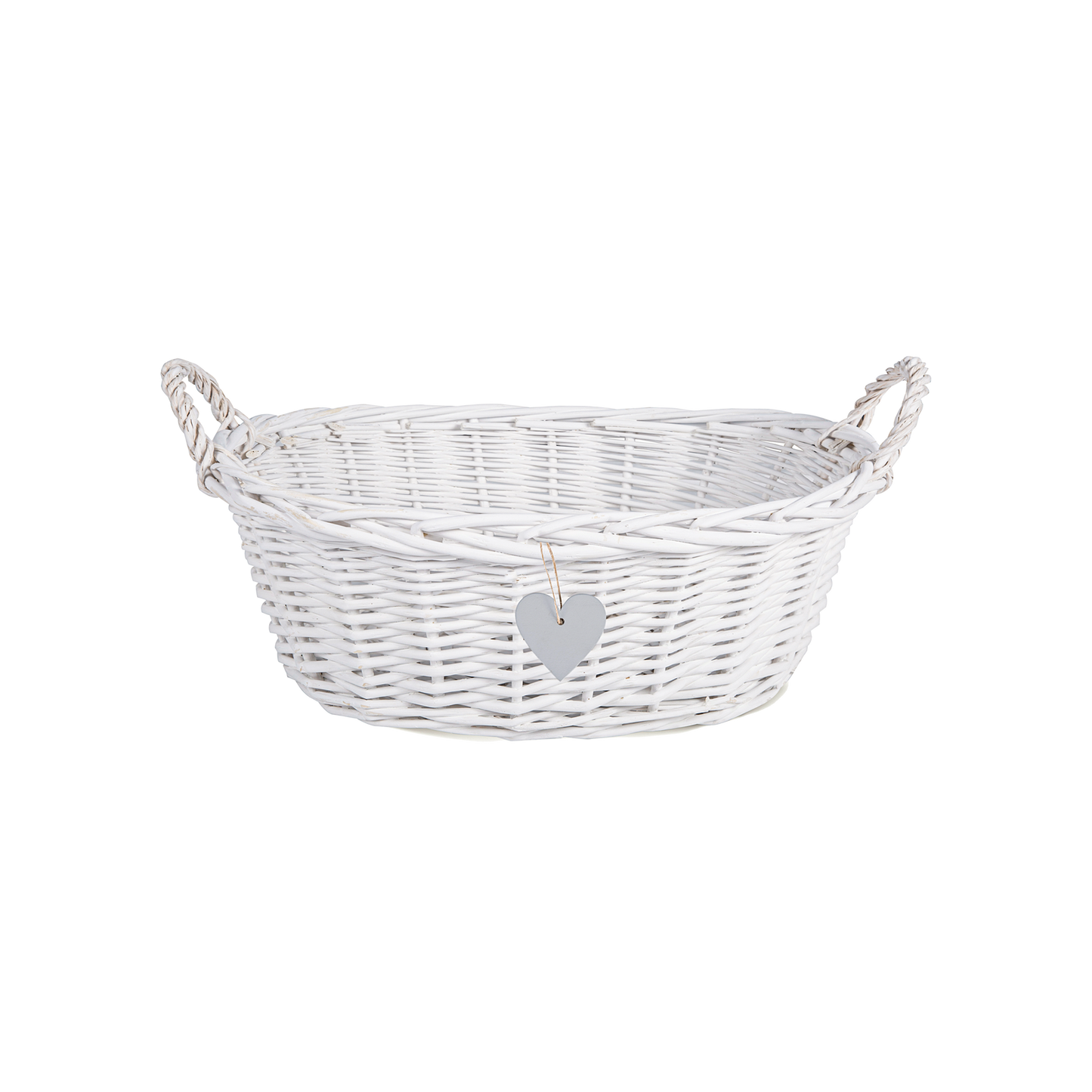 Wicker Gift Packing Basket with Heart Decoration - Grey / White
