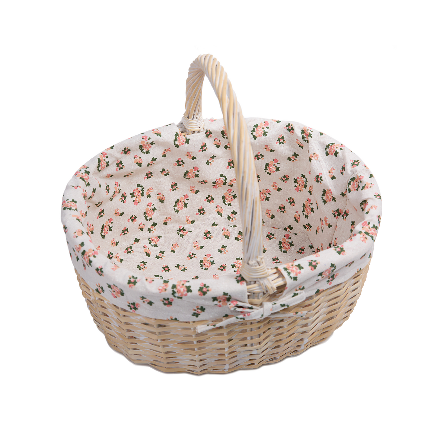 Wicker Gift Shopper Basket with Floral Print Lining