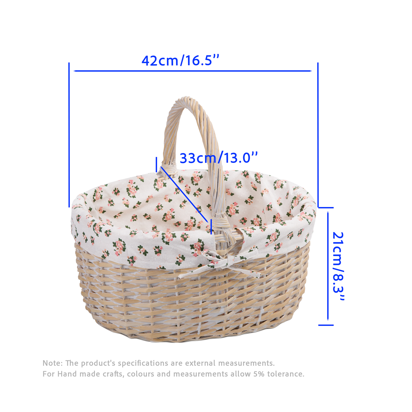 Wicker Gift Shopper Basket with Floral Print Lining