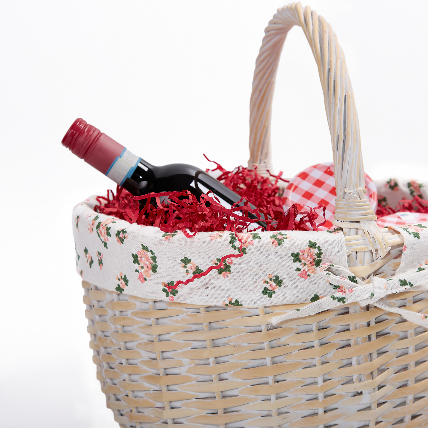 Wicker Gift Shopper Basket with Floral Print Lining