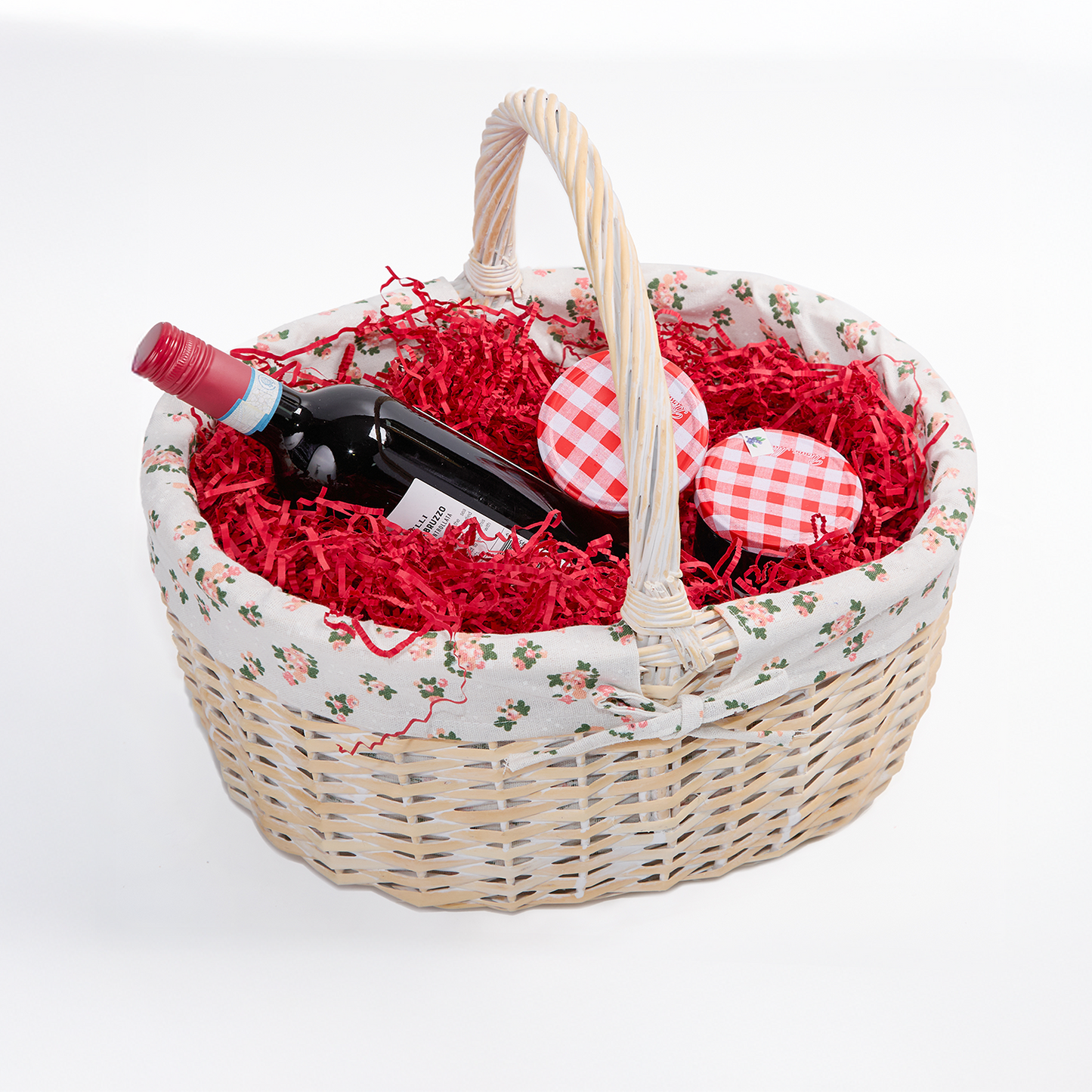 Wicker Gift Shopper Basket with Floral Print Lining