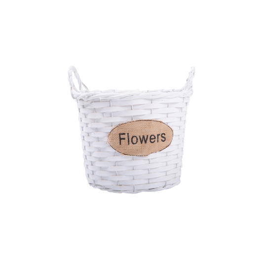White Wicker Basket Planter with Plastic Lining - 3 Sizes