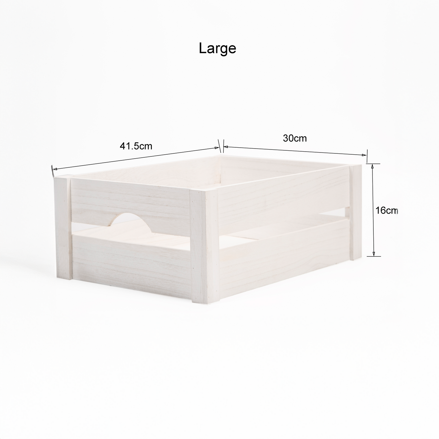 White Wooden Crate with Handle - 3 Sizes