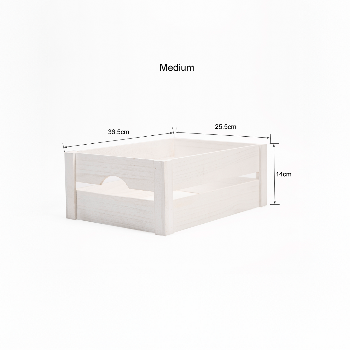 White Wooden Crate with Handle - 3 Sizes