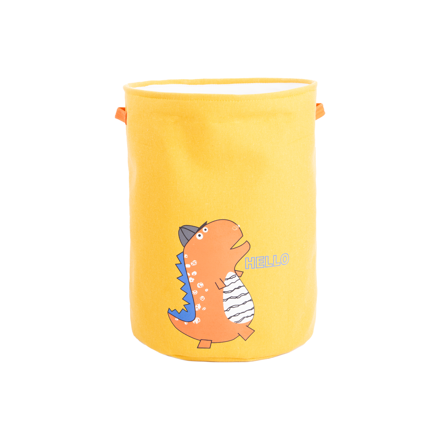 Yellow Round Dinosaur Pattern Laundry Bag with Lining