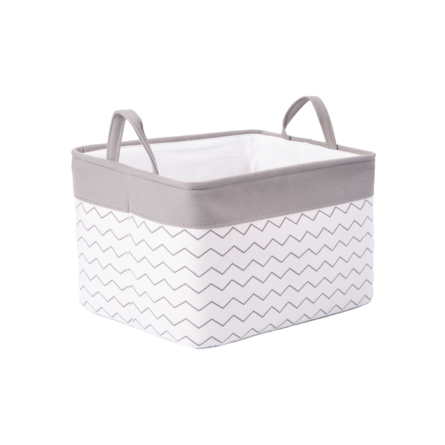 Zigzag Striped Canvas Laundry Basket with Handle - 2 Sizes