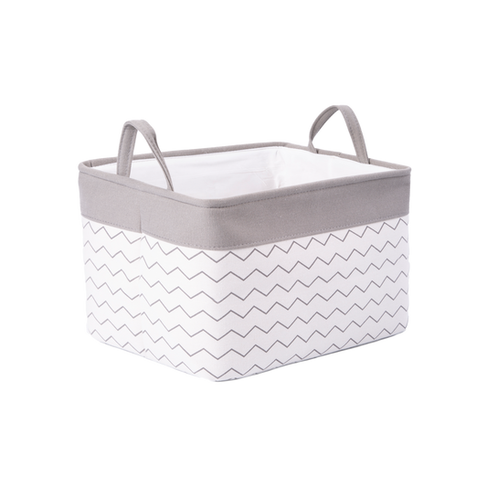 Zigzag Striped Canvas Laundry Basket