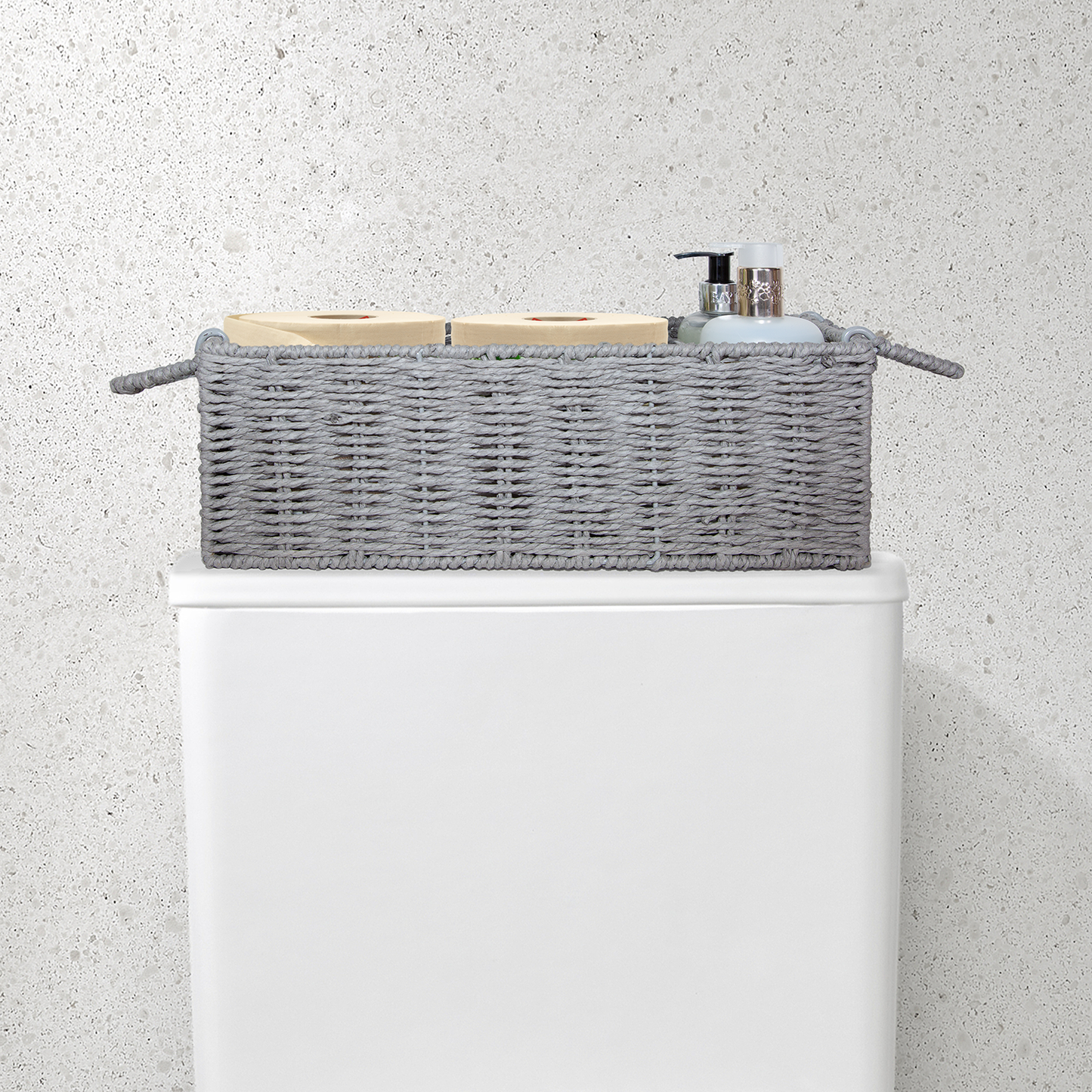 Narrow Paper Rope Storage Basket with Handle
