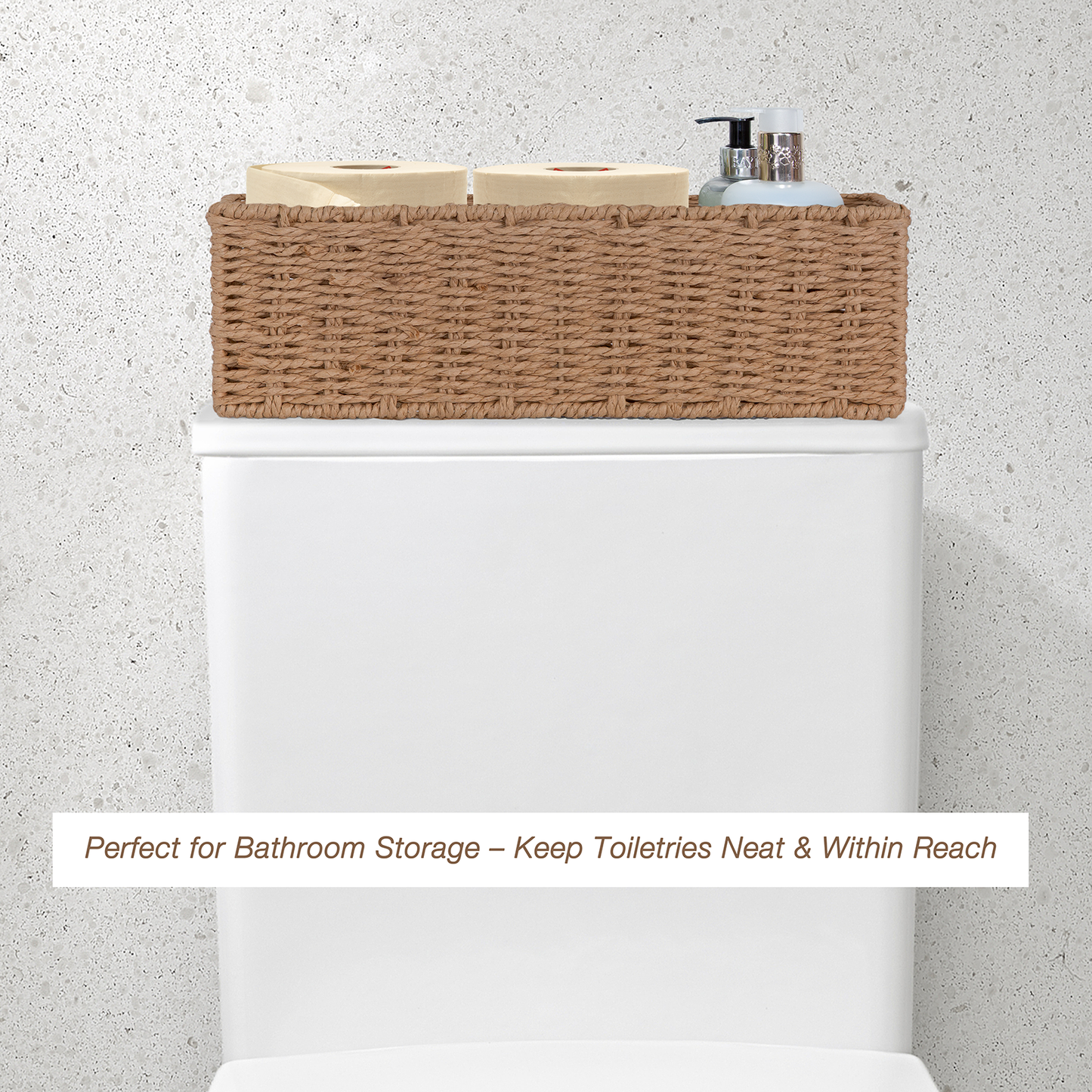Narrow Beige Paper Rope Storage Basket