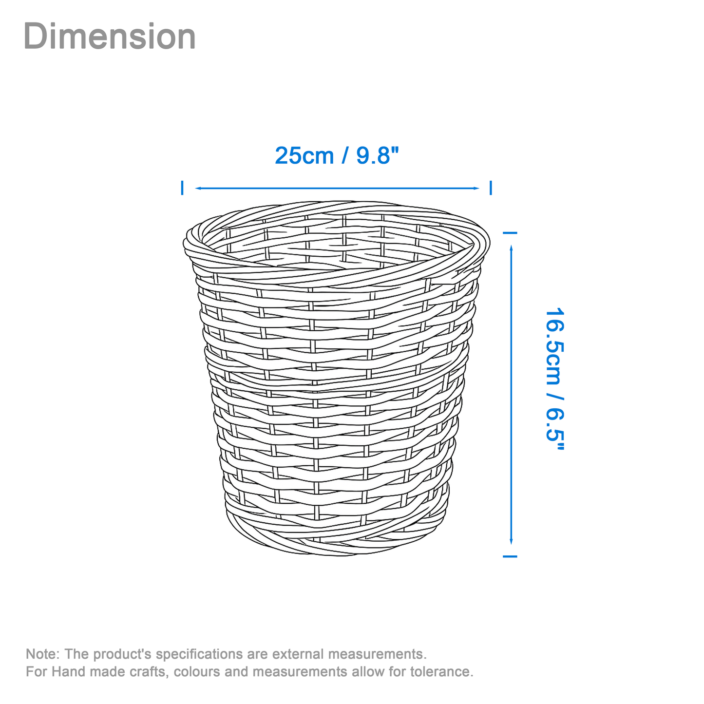 Brown Wicker Waste Paper Bin