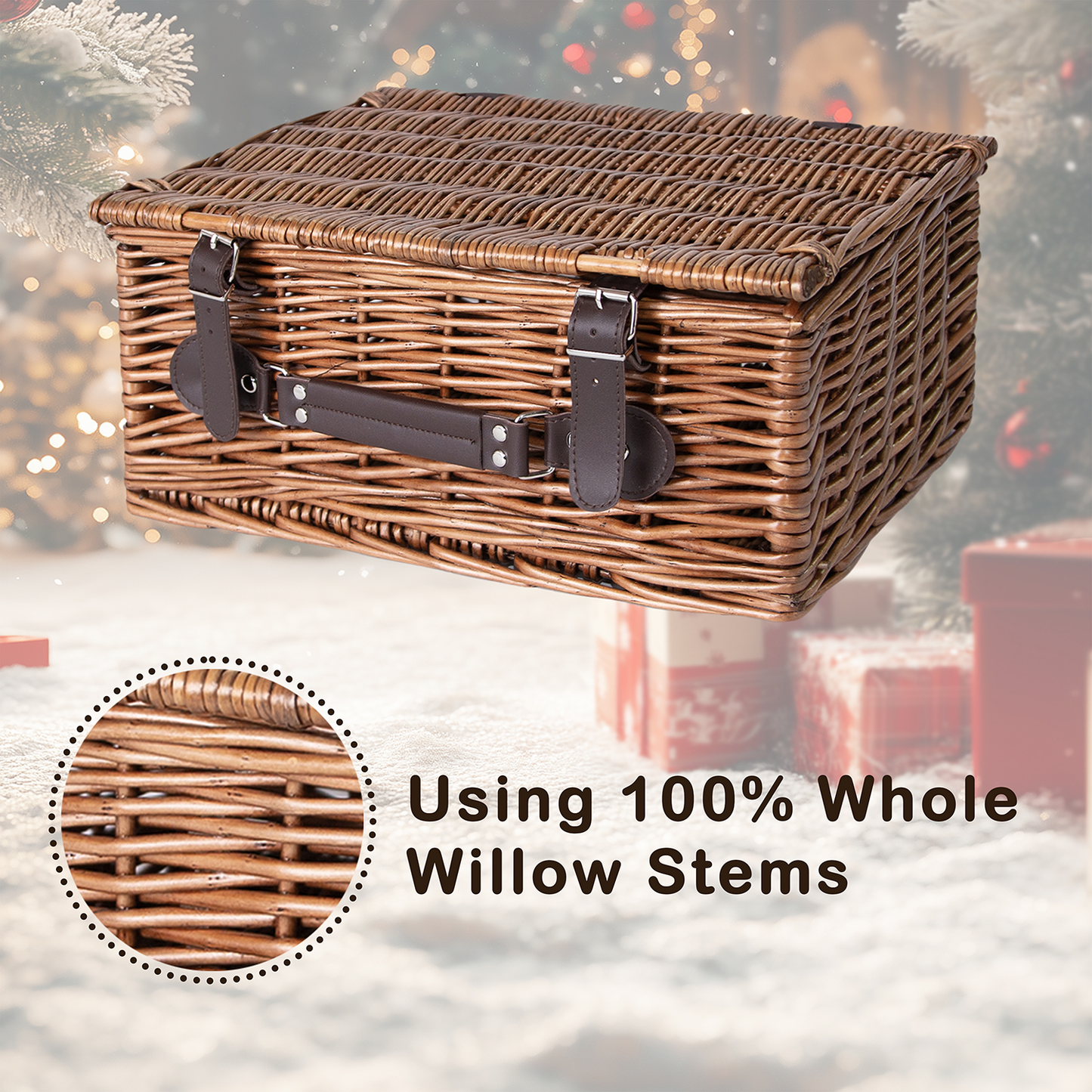 Double Steamed Wicker Storage Hamper Basket - 3 Sizes