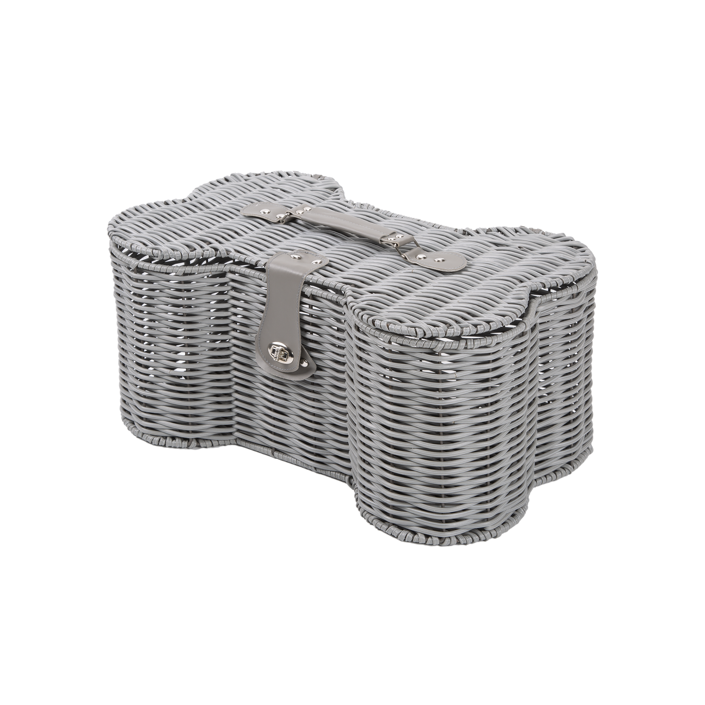 Grey Faux Wicker Bone-Shaped Hamper Basket - 2 Sizes