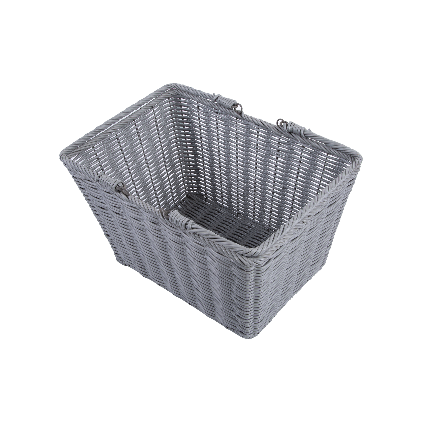 Grey Swing Handled Wicker-Style Shopping Basket