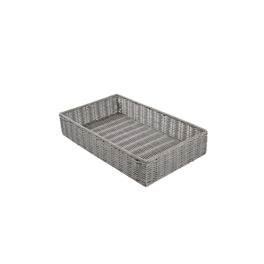 Grey Wicker-Style Storage Basket Tray - 2 Sizes