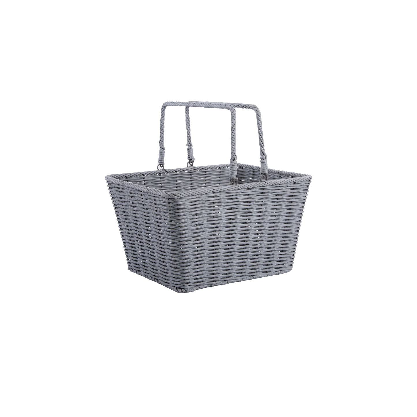 Grey Swing Handled Wicker-Style Shopping Basket