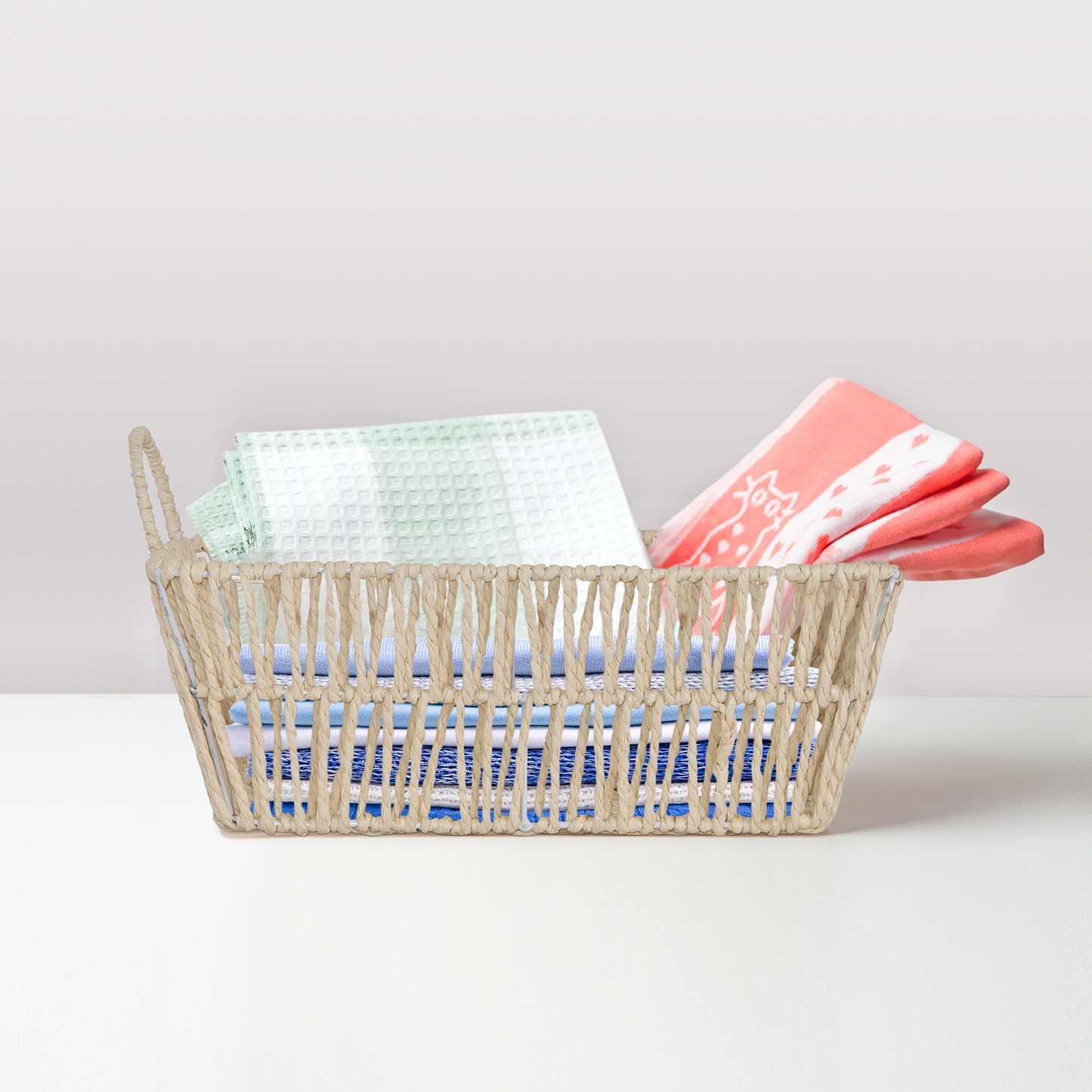 Storage Hamper Basket with Handle - Seagrass / Paper Rope